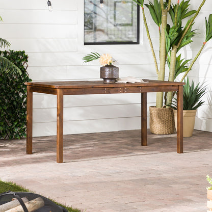 Contemporary Slat Top Acacia Wood Outdoor Dining Table