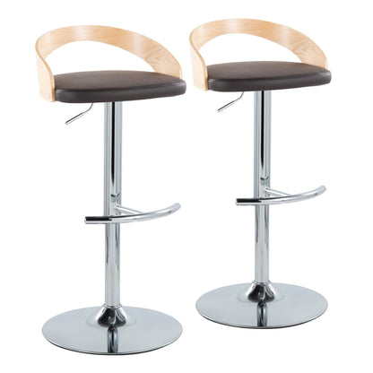 Grotto - Contemporary Adjustable Barstool, Swivel With Rounded T Footrest (Set of 2)