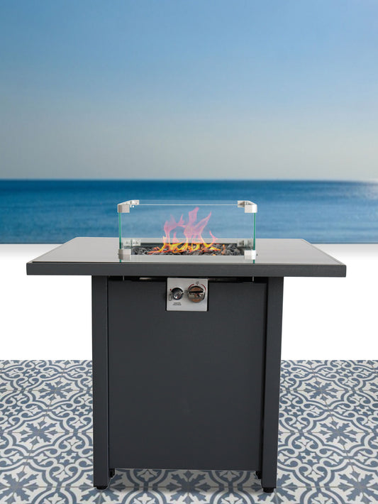 Outdoor Fire Pit Table With Lid High-Quality Materials - Gray