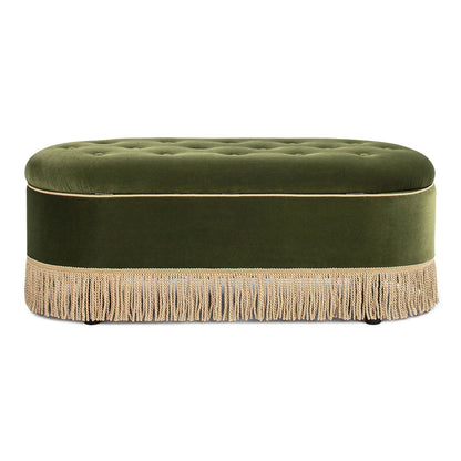 Melinda - Oval Tufted Bullion Fringe Storage Bench