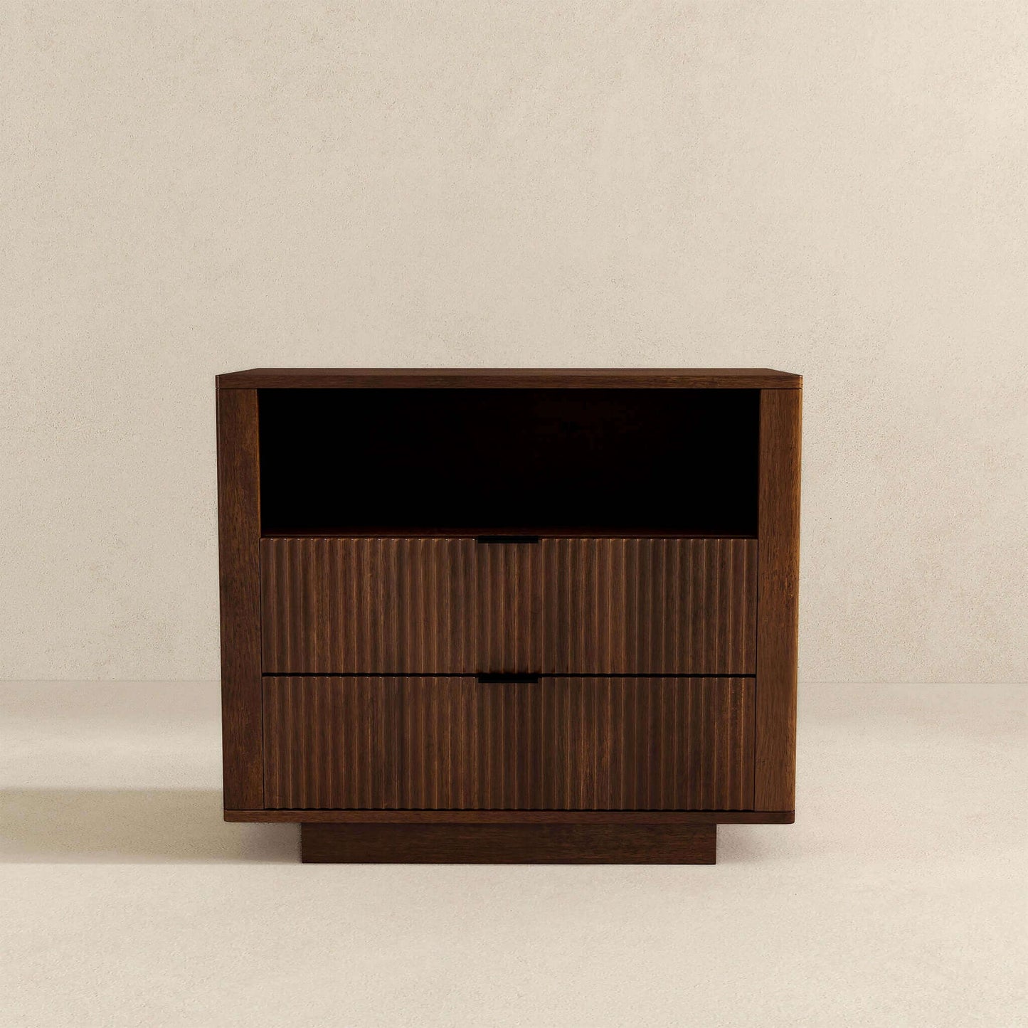 Lola - Mid-Century Modern Nightstand 2 Drawer Bed Side Table - Dark Brown