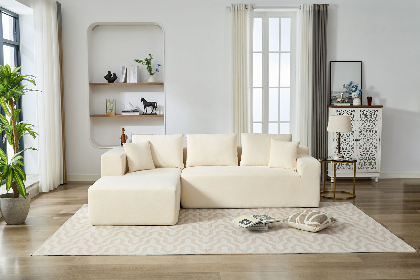 Chenille Compressible Sofa - Beige