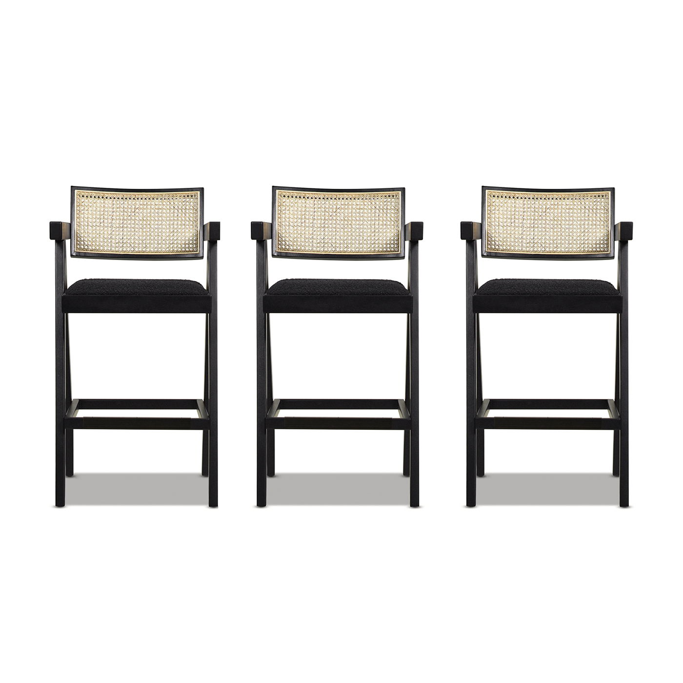 Milan - Modern Webbing Back Stool With Arms (Set of 3)