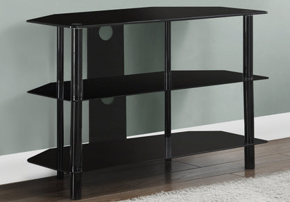 TV Stand, 36 Inch, Console, Media Entertainment Center, Storage Shelves, Contemporary & Modern - Black