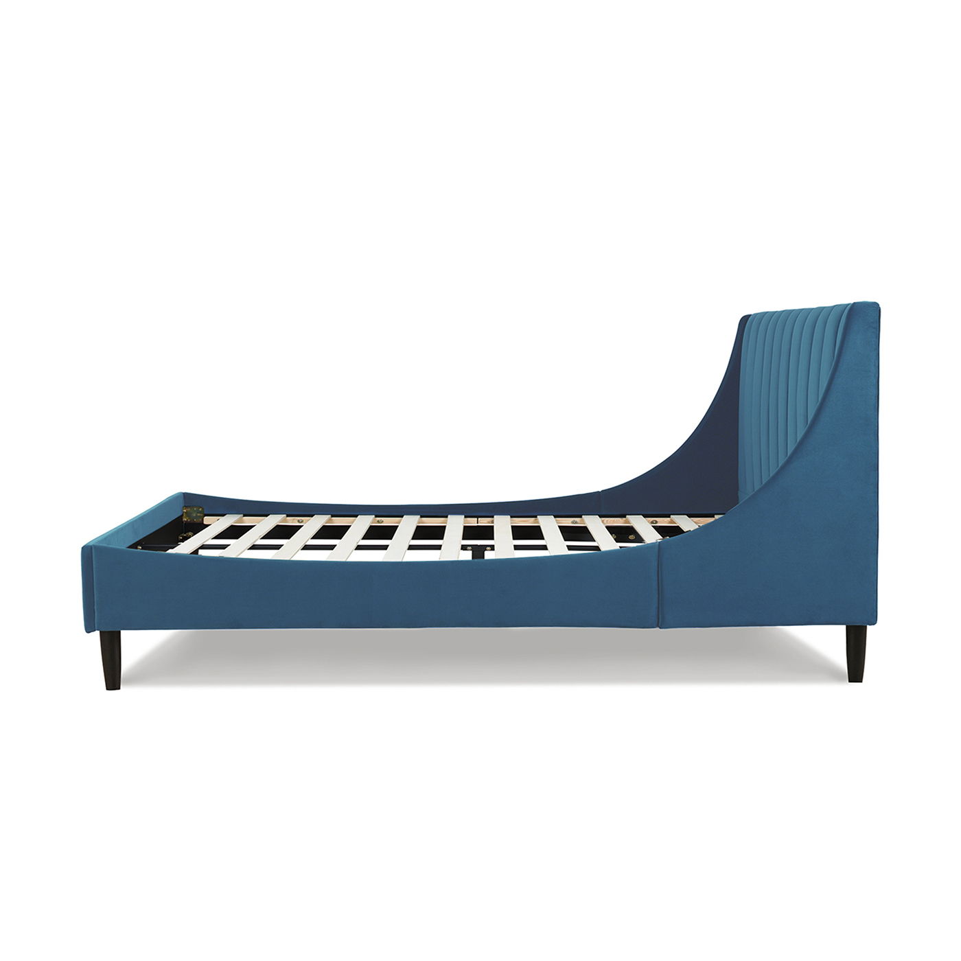 Aspen - Queen Vertical Tufted Modern Headboard Platform Bed Set - Satin Teal Blue