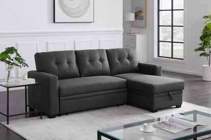 Upholstered Cushions Pull Out Sectional Sofa With Chaise