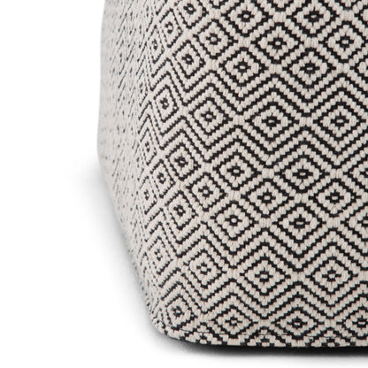 Brynn - Square Pouf - Patterned Black / Natural