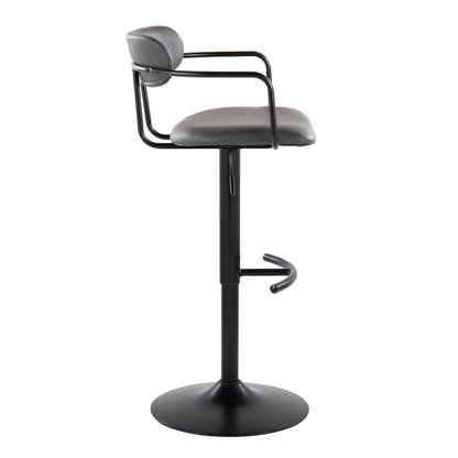 Demi - Contemporary Adjustable Height Barstool With Swivel With Rounded T Footrest (Set of 2)