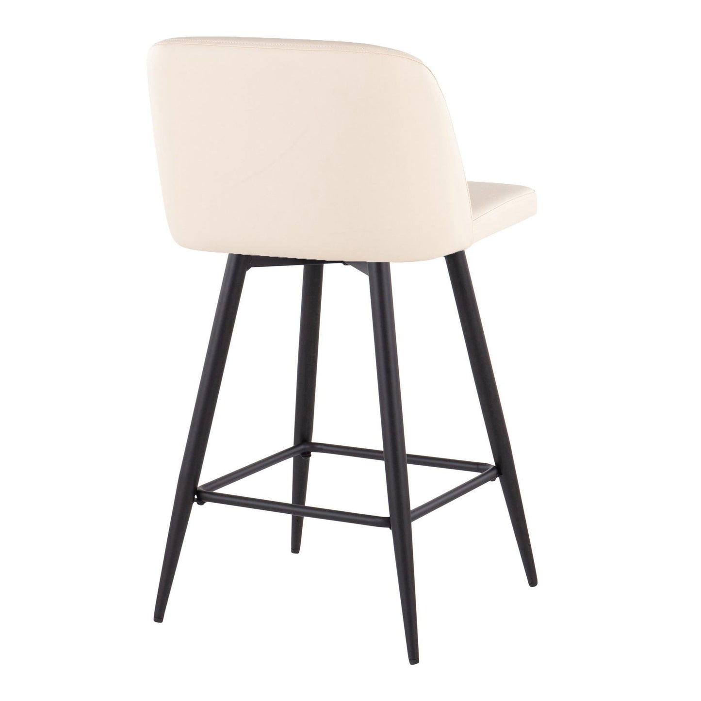 Toriano - Contemporary Fixed Height Counter Comfort Stool With Swivel With Square Footrest (Set of 2)