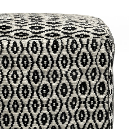 Kiana - Square Woven Outdoor / Indoor Pouf - Black / White