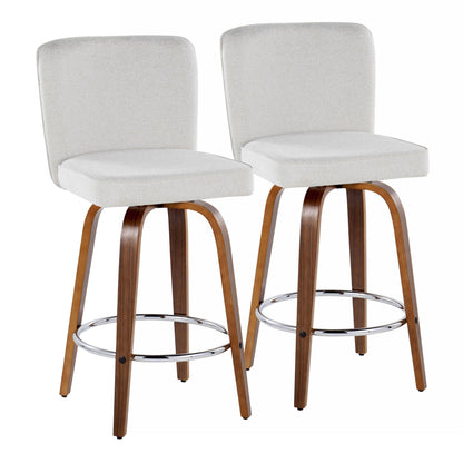 Henry - Contemporary Fixed Height Counter Stool With Swivel With Round Footrest (Set of 2)