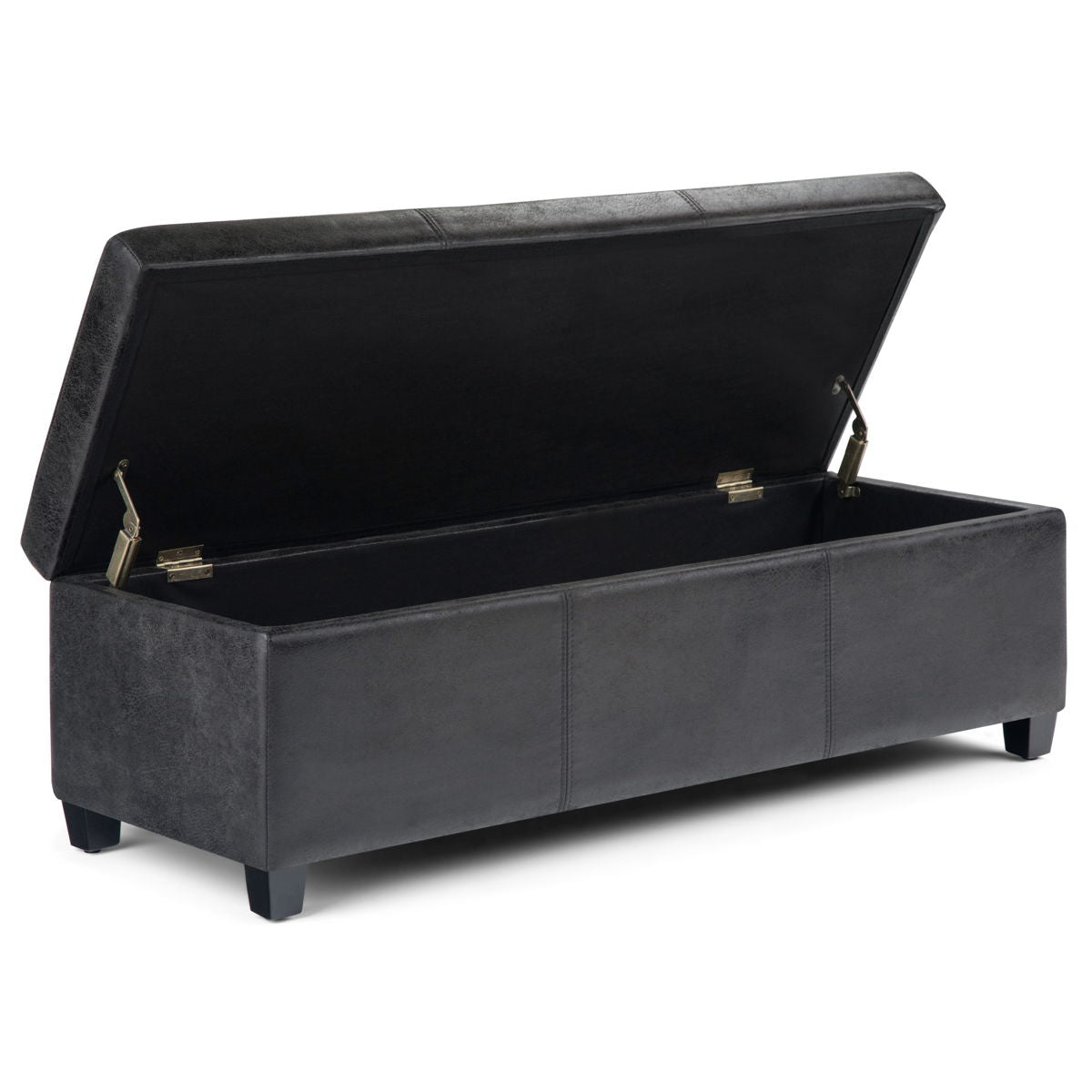 Avalon - Storage Ottoman Bench - Distressed Black