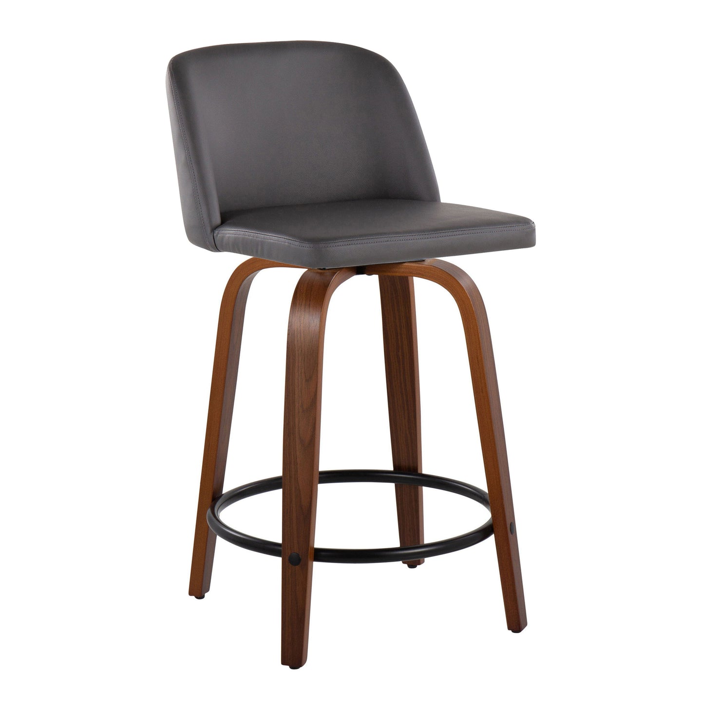 Toriano - Mid Century Modern, Fixed Height Counter Stool & Swivel And Round Footrest (Set of 2)