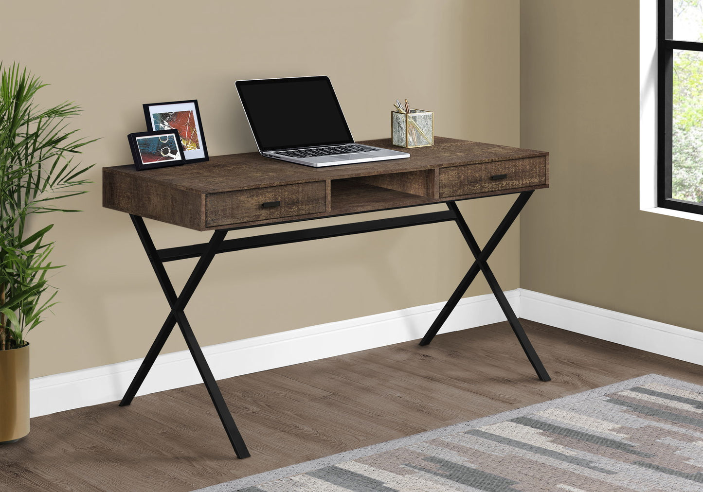 Computer Desk For Home Office, Laptop, Storage Drawers, Glossy Contemporary & Modern