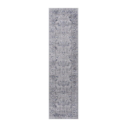 Marfi - 2' x 8' Oriental Non-Shedding Stylish And Stain Resistant Area Rug - Gray / Blue