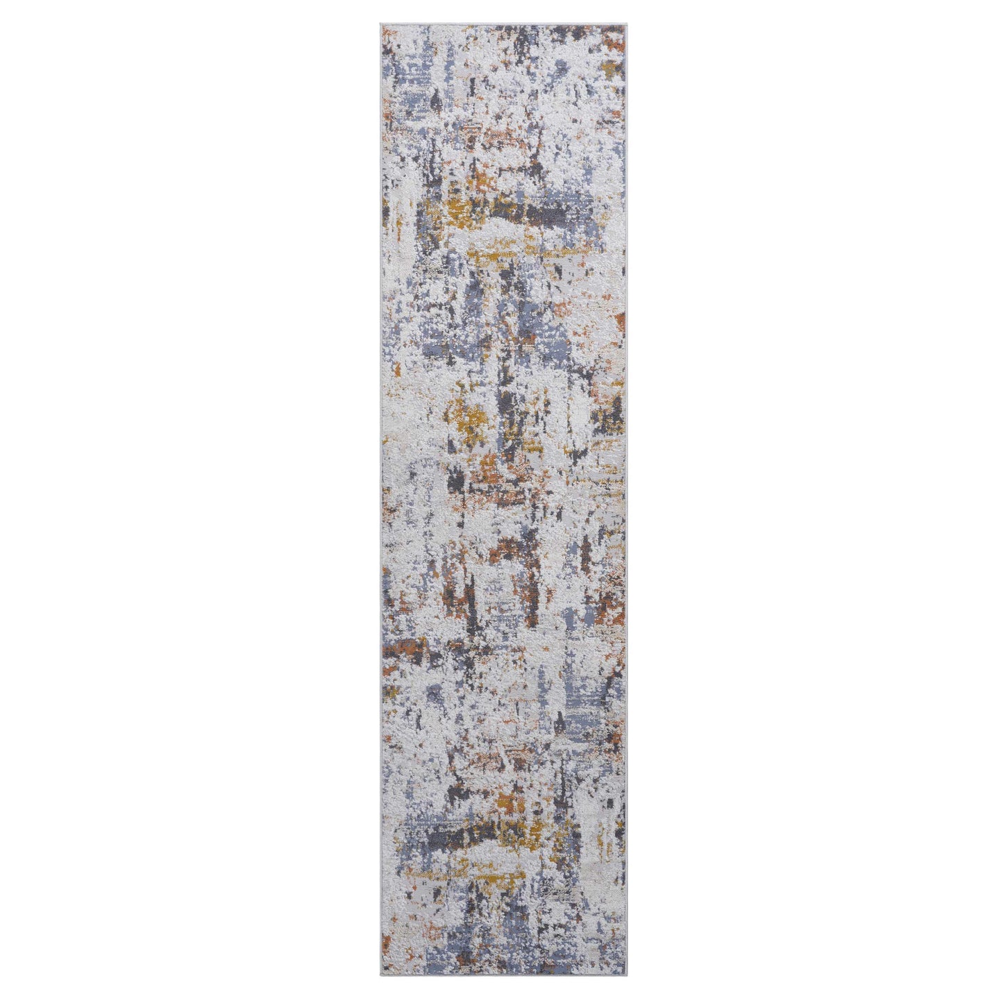 2' x 8' Abstract Non-Shedding Stylish And Stain Resistant Area Rug - Ivory / Blue