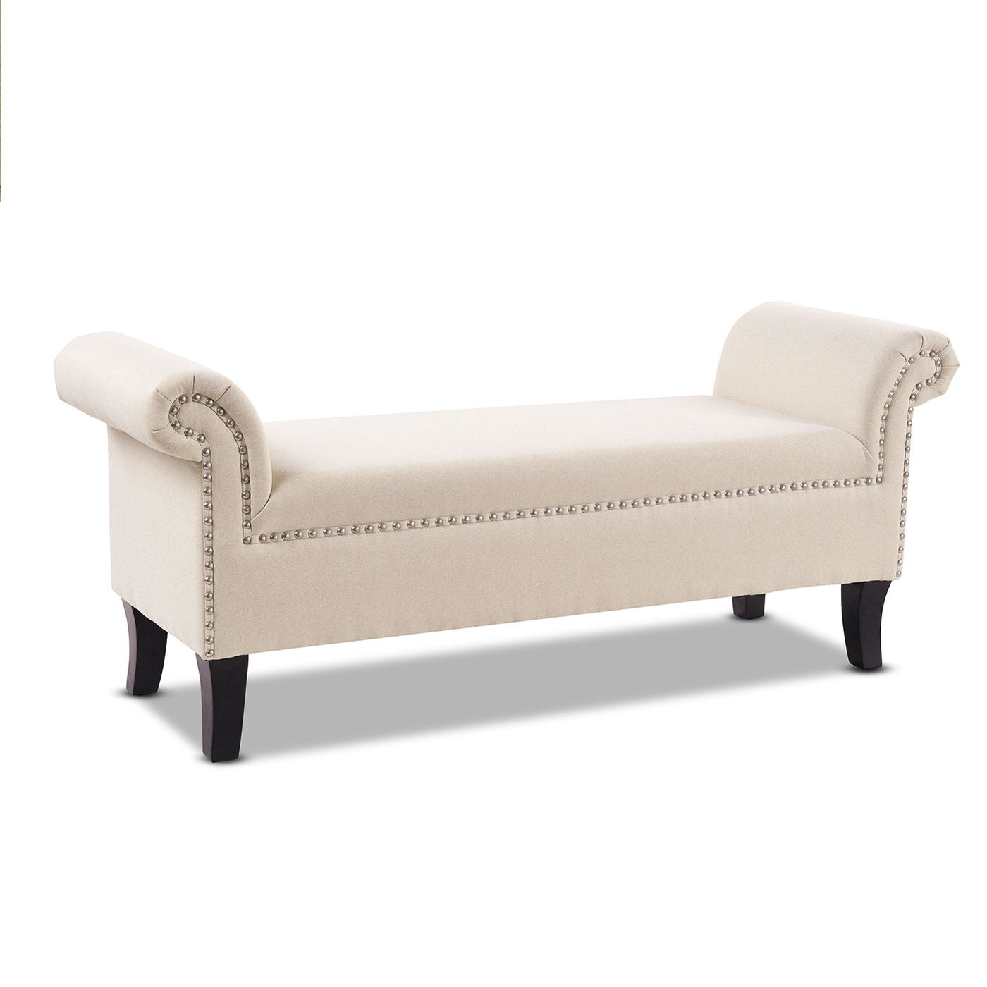 Kathy - Roll Arm Entryway Accent Bench - Sky Neutral Beige