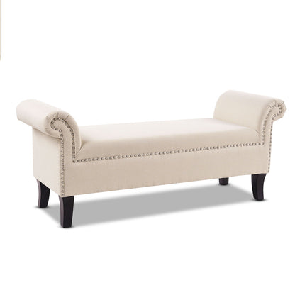 Kathy - Roll Arm Entryway Accent Bench - Sky Neutral Beige