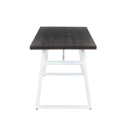 Geo - Industrial Dining Table - Vintage White / Espresso