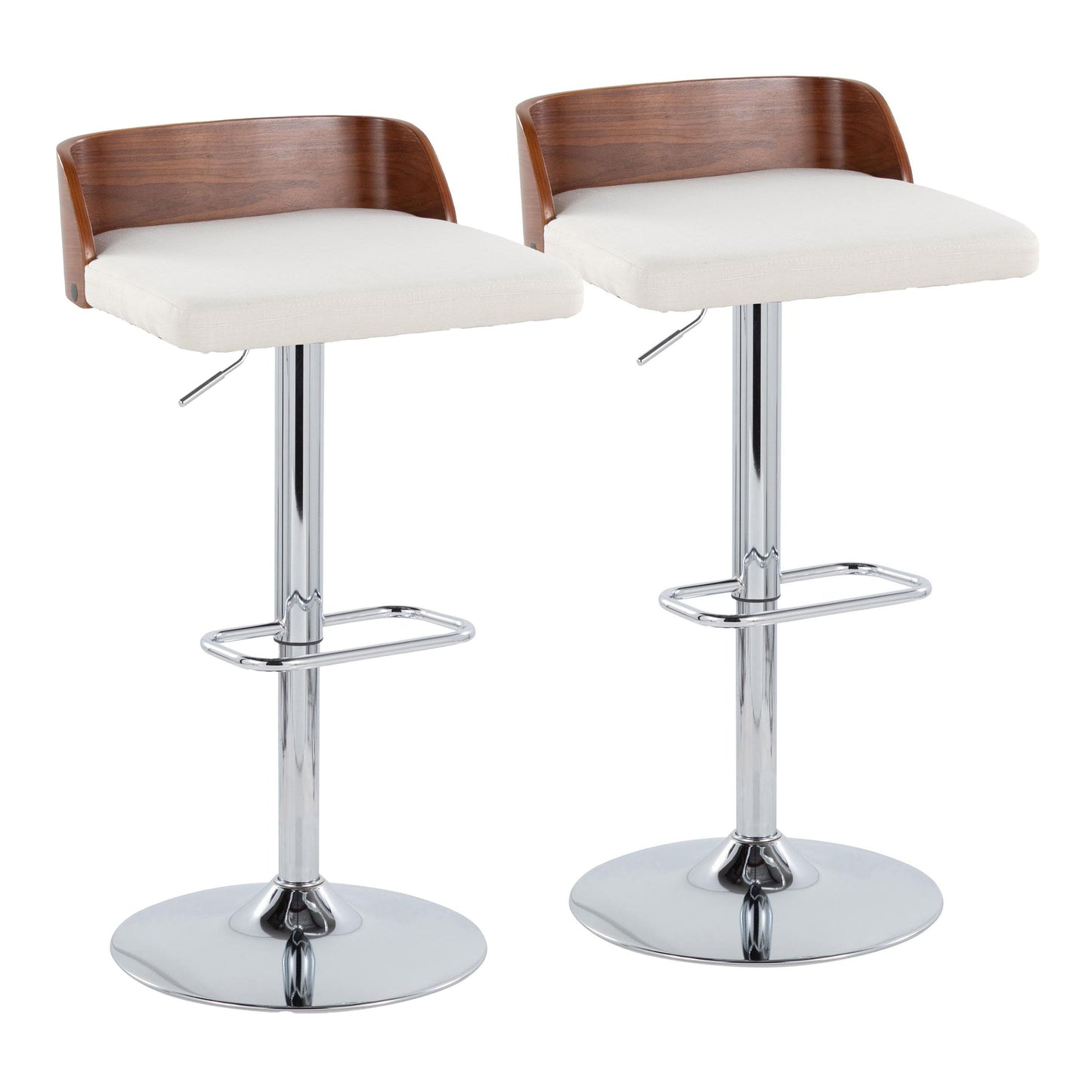 Maya - Mid Century Modern Adjustable Barstool With Swivel With Rounded Rectangle Footrest (Set of 2)