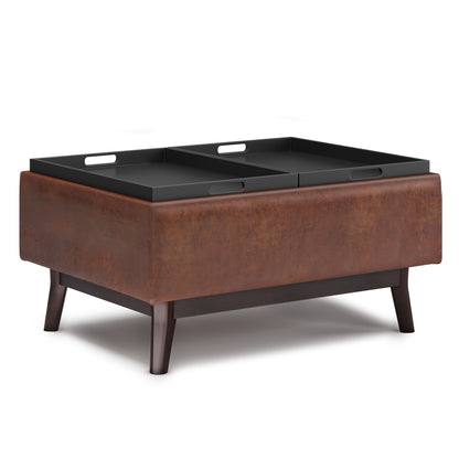 Owen - Tray Top Small Coffee Table Upholstered Storage Ottoman