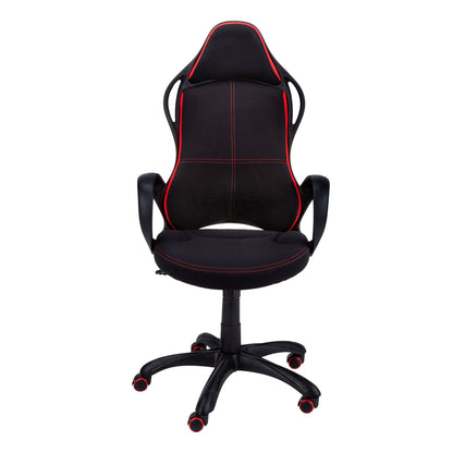 Office Chair, Gaming, Adjustable Height, Swivel, Ergonomic, Armrests, And Red, Contemporary & Modern - Black