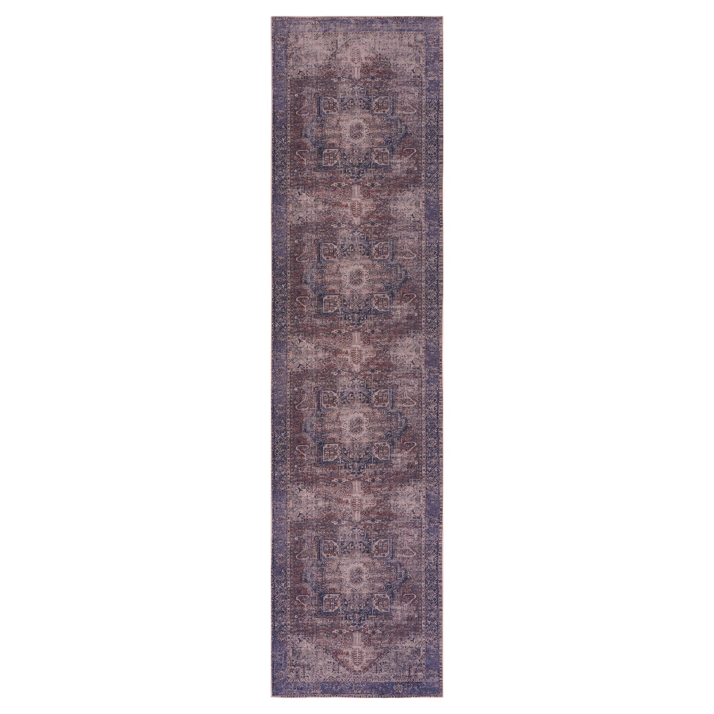 2'6'' X 10' Area Rug, Washable, Low-Pile, Non-Slip, Non-Shedding, Foldable, Kid & Pet Friendly - Burgundy