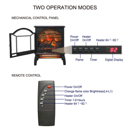 3D Flame Electric Infrared Quartz Fireplace Stove With Remote Control