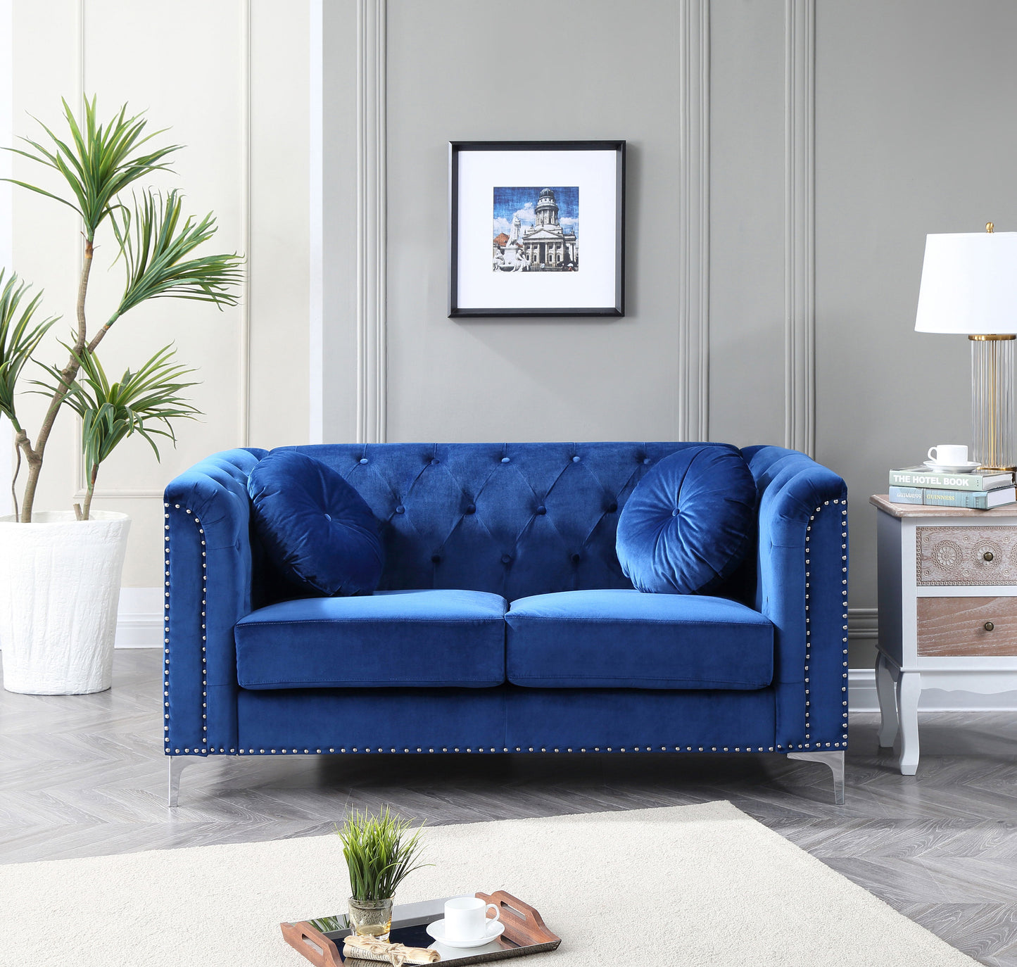 Stylish Sloped Arm Loveseat