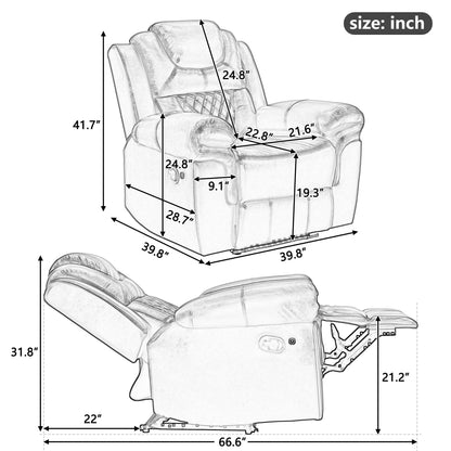 Home Theater Seating Manual Recliner Chair With Led Light Strip For Living Room