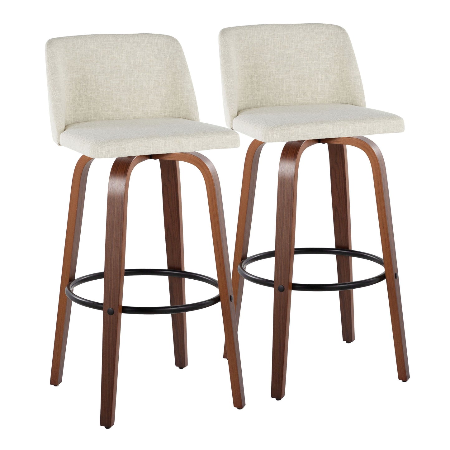 Toriano - Contemporary Fixed Height Barstool Swivel And Round Footrest (Set of 2)