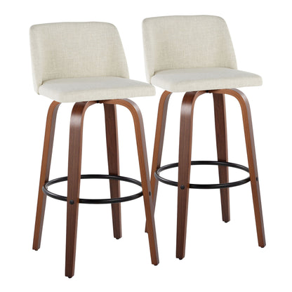 Toriano - Contemporary Fixed Height Barstool Swivel And Round Footrest (Set of 2)