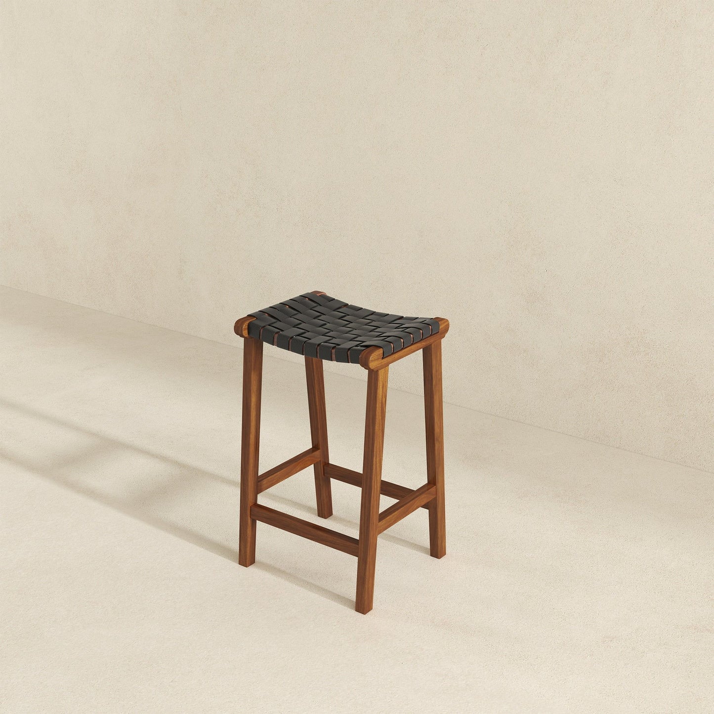 James - Mid-Century Modern Genuine Leather Counter Stool