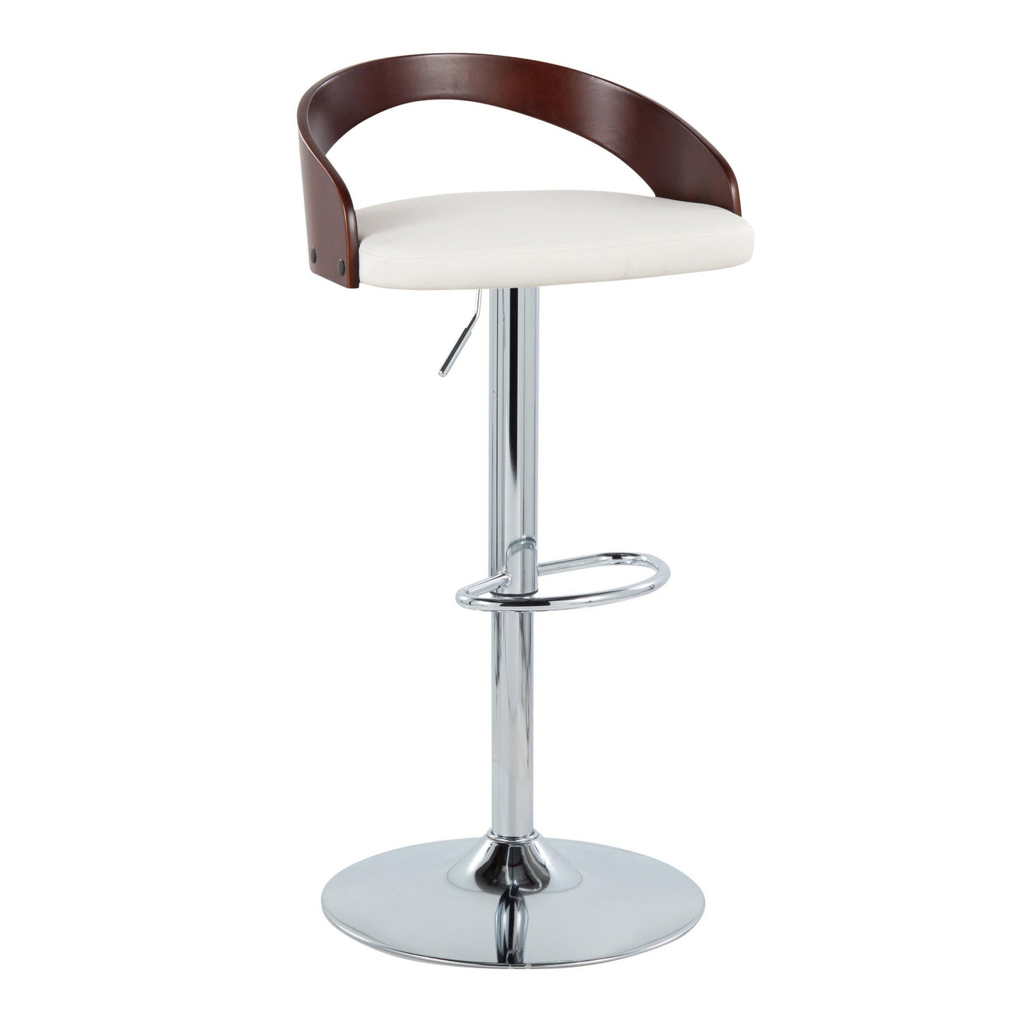 Grotto - Mid Century Modern Adjustable Height Barstool With Swivel With Oval Footrest (Set of 2)