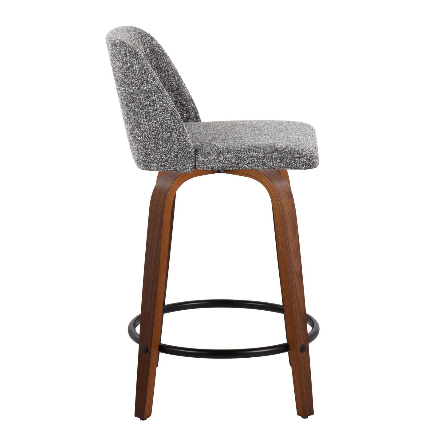 Toriano - Mid Century Modern, Fixed Height Counter Stool & Swivel And Round Footrest (Set of 2)