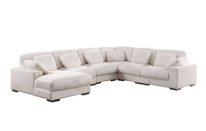 Nadine - Corduroy Modular Corner Sectional Sofa With Left Facing Chaise