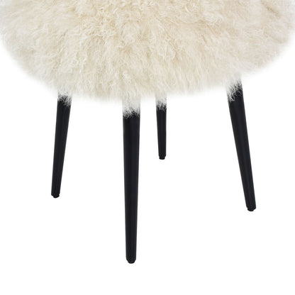 Alberta - Mongolian Sheepskin Round Ottoman