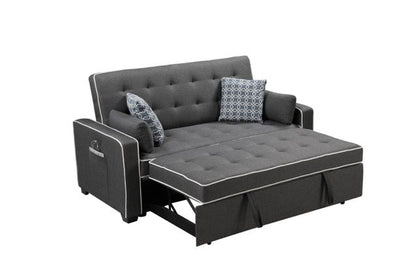 Austin - Modern Sleeper Sofa With 2 USB Charging Ports And 4 Accent Pillows - Gray