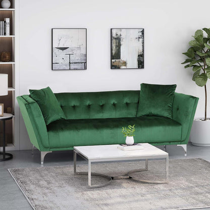 Comfy 3 Seat Sofa With Metal Legs, Modern For Living Room And Study - Emerald