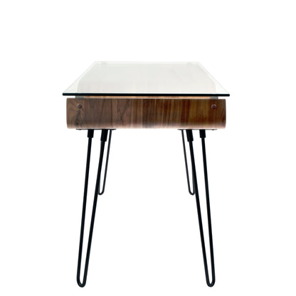 Avery - Mid-Century Modern Desk - Walnut / Clear / Black