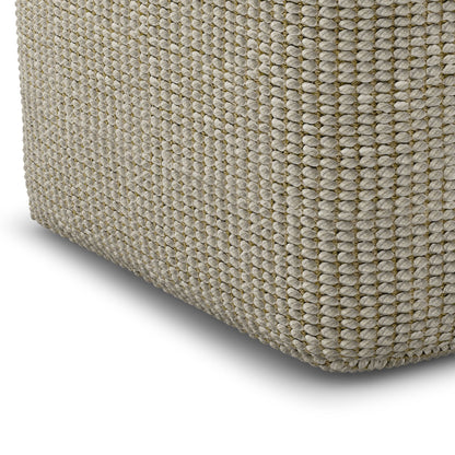 Zelma - Square Woven Outdoor / Indoor Pouf - Cream / Natural