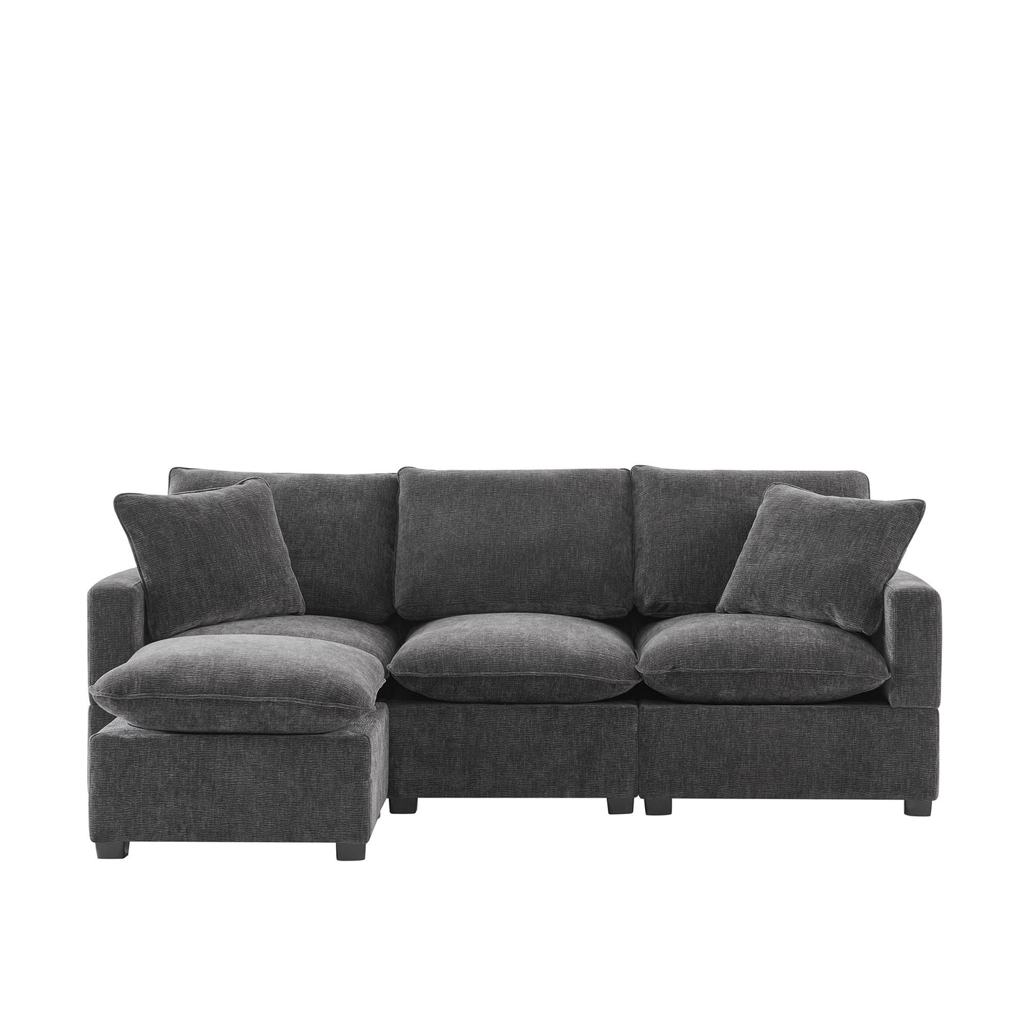 Modern Modular Sofa, 4 Seat Chenille Sectional Couch Set With 2 Pillows Included, Freely Combinable Indoor Funiture For Living Room