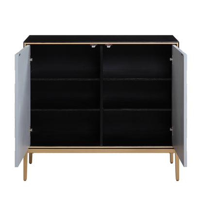 Quilla - Brass Console Cabinet - Black / Gery