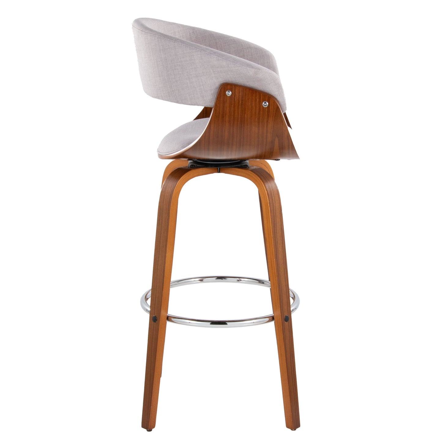 Vintage Mod - Mid Century Modern Fixed Height Barstool With Swivel With Round Footrest (Set of 2)