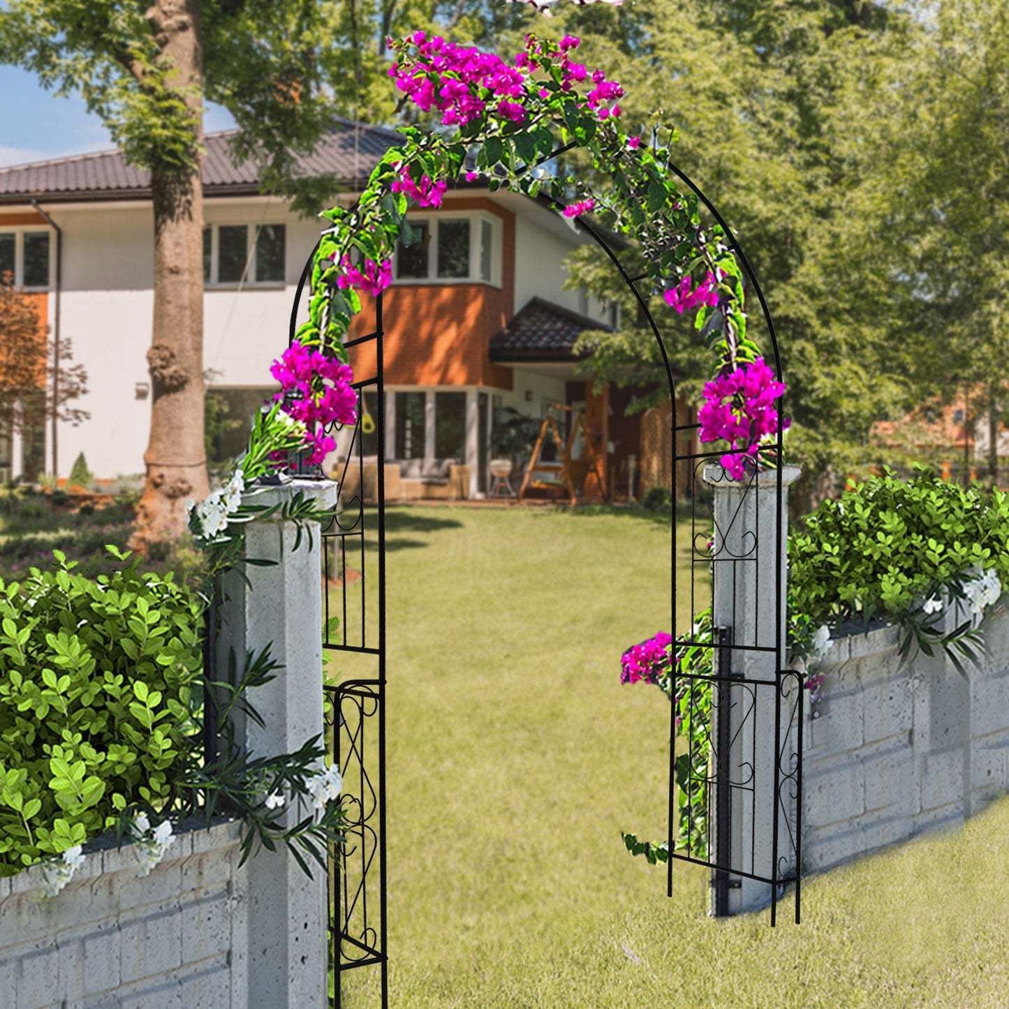 Metal Garden Arch Garden Arbor Trellis Climbing Plants Support Rose Arch Outdoor Arch