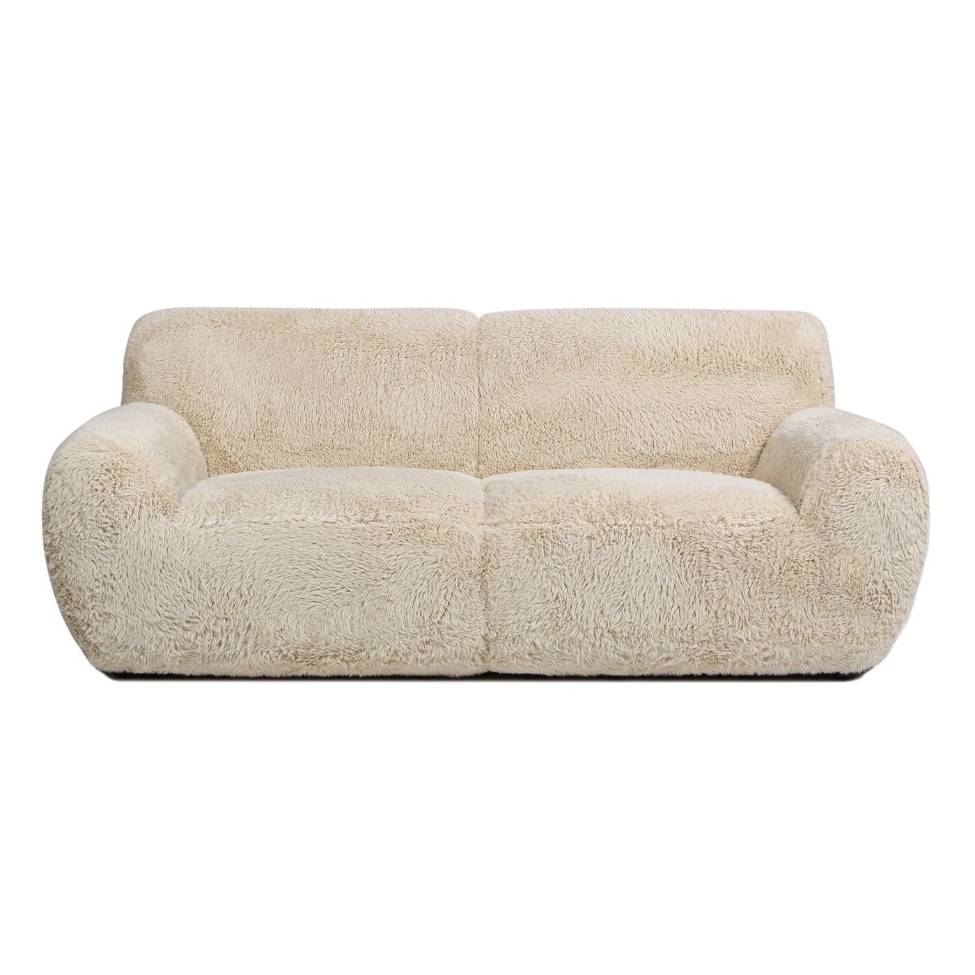 Summit - Faux Sheepskin Overstuffed Sofa - Cream Beige