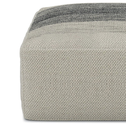 Sabella - Square Woven Outdoor / Indoor Pouf - Gray / White