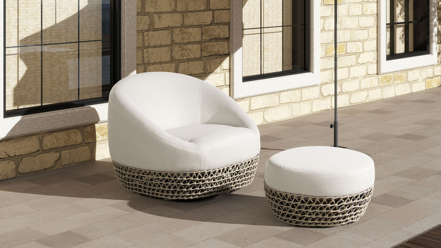 Willow - Round Upholstered Patio Ottoman