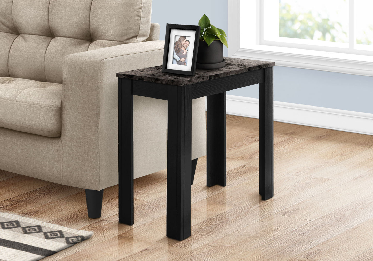 Accent Table For Living Room Marble Look - Black