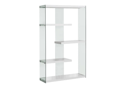 Bookshelf, Bookcase, Etagere, 5 Tier, Office, Glossy Contemporary & Modern - White